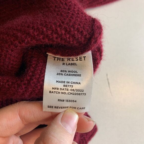 The Reset R Label Sweater Womens M Medium Ruby Ribbed Wool Cashmere Oversized - Picture 12 of 14